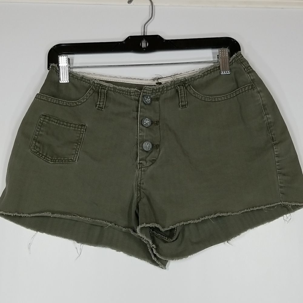Calvin Klein Shorts Girls Size 8 Olive Green Button Fly 5 Pocket Raw Hem